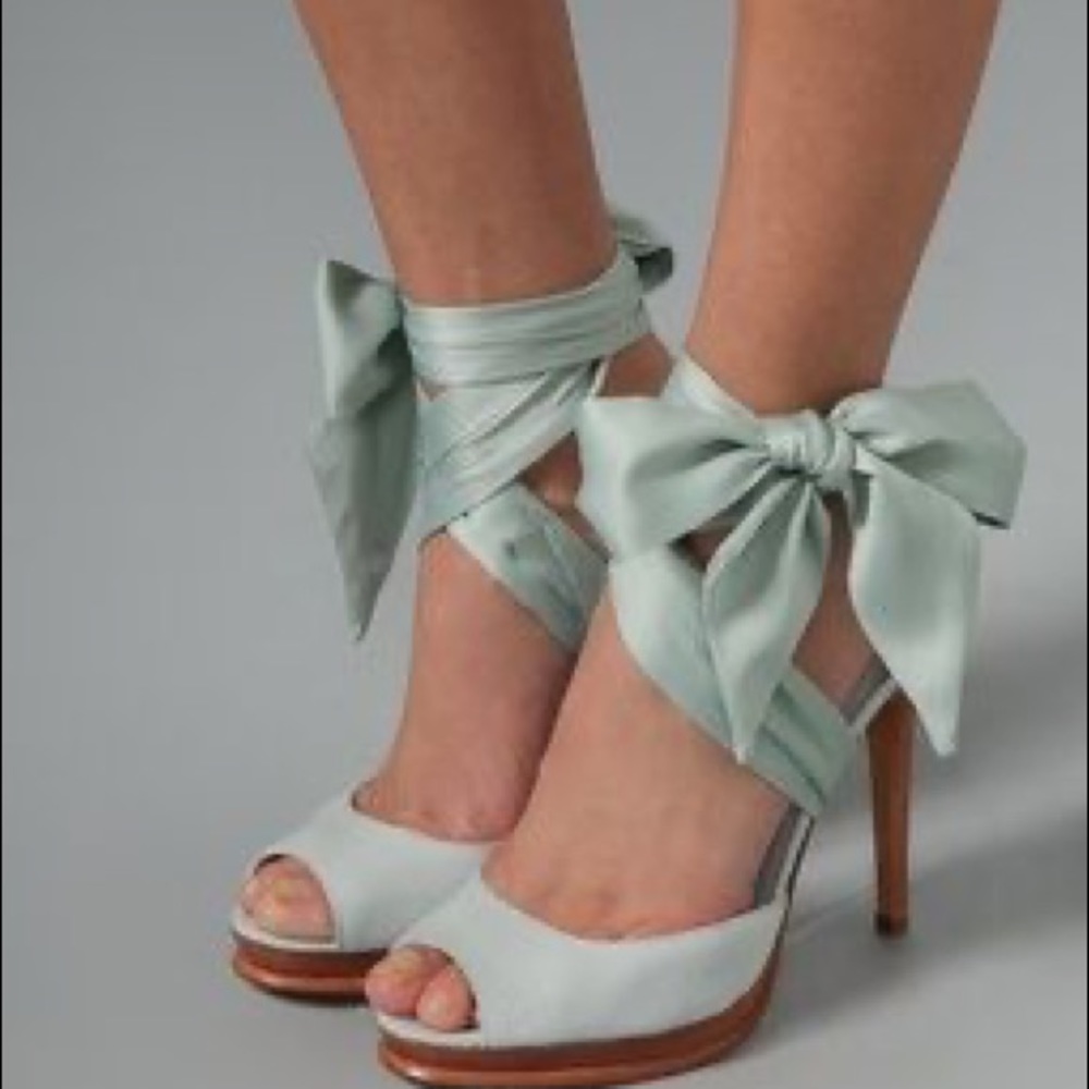 Diana Von Furstenberg Eva Satin Ankle Wrap Heels - Picture 5 of 9
